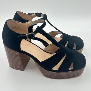 70s Platform Mary Jane - House of Harlow 1960 Tizzy Heels Black Suede Sz 6.5 LN